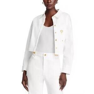 NEW KOBI HALPERIN teagan cropped denim jacket in white